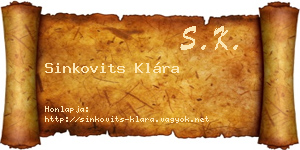 Sinkovits Klára névjegykártya