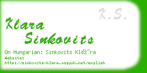 klara sinkovits business card